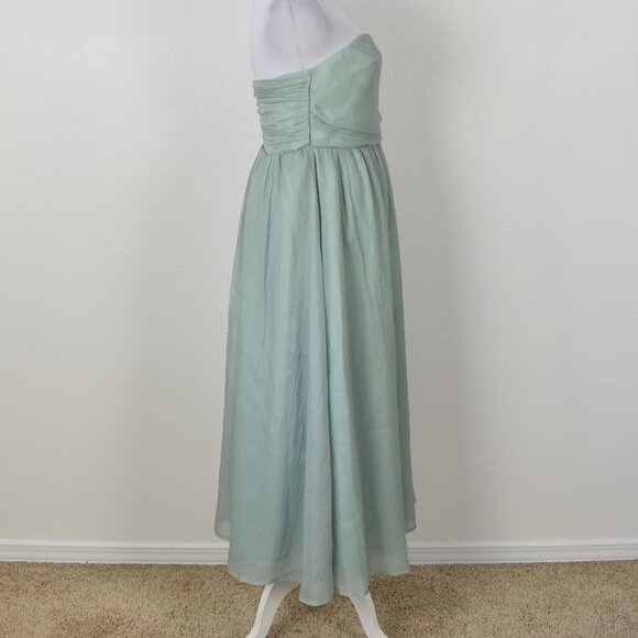 Lulu's Fairytale Design Sage Green Organza Strapless A-Line Midi Dress NEW - M - Picture 6 of 8